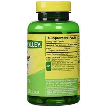 Spring Valley Ginger Root - Natural Nausea Relief Capsules for All Ages