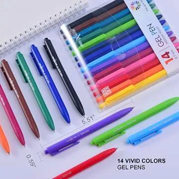 ParKoo Retractable Gel Ink Pens: 14 Assorted Colors 0.7mm Fine Point Tip Pen, Quick Dry Ink Smooth Writing Pens for Journaling Drawing Note Taking Sketching No Bleed & Smear