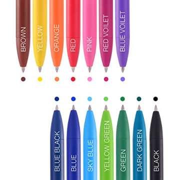ParKoo Retractable Gel Ink Pens: 14 Assorted Colors 0.7mm Fine Point Tip Pen, Quick Dry Ink Smooth Writing Pens for Journaling Drawing Note Taking Sketching No Bleed & Smear