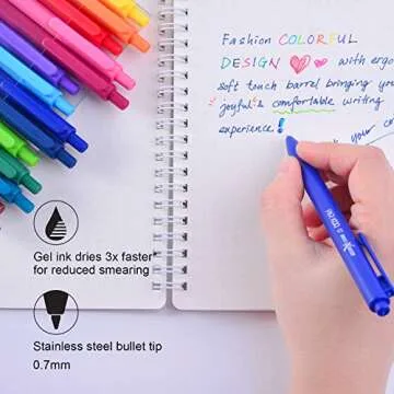ParKoo Retractable Gel Ink Pens: 14 Assorted Colors 0.7mm Fine Point Tip Pen, Quick Dry Ink Smooth Writing Pens for Journaling Drawing Note Taking Sketching No Bleed & Smear