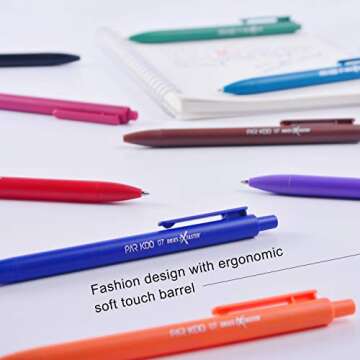 ParKoo Retractable Gel Ink Pens: 14 Assorted Colors 0.7mm Fine Point Tip Pen, Quick Dry Ink Smooth Writing Pens for Journaling Drawing Note Taking Sketching No Bleed & Smear