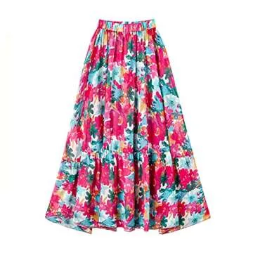 Summer Beach Outfits for Women: Swimsuits with Wrap Skirt Set Cover Up Sarong Long Maxi Dress 2 Piece Tropical Bathing Suit Coverups Bikini Sets Swimwear Monokini Beachwear Dark Pink Floral Small