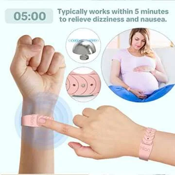 Motion Sickness Bands Sea Sickness Wristbands Acupressure Nausea Wristband/,Natural Relief of Nausea Headaches,Insomnia,Anxiety,Sleep Aid, Morning Sickness,Motion Sickness-（1PCS Beryl 1PCS Pink）