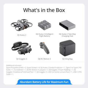 DJI Avata 2 Fly More Combo (3 Batteries), FPV Drones with Camera for Adults 4K, Immersive Experience, One-Push Acrobatics, Built-in Propeller Guard, 155° FOV, Drone Compliant with FAA Remote ID