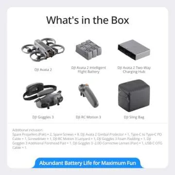 DJI Avata 2 Fly More Combo (3 Batteries), FPV Drones with Camera for Adults 4K, Immersive Experience, One-Push Acrobatics, Built-in Propeller Guard, 155° FOV, Drone Compliant with FAA Remote ID