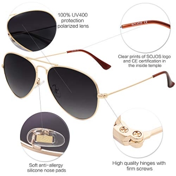 SOJOS Classic Polarized Aviator Sunglasses for Men Women