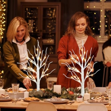 PEIDUO Christmas Birch Tree with LED Lights 2 FT