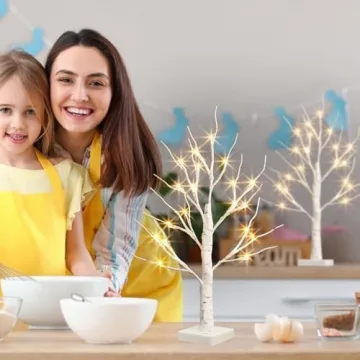 PEIDUO Christmas Birch Tree with LED Lights 2 FT