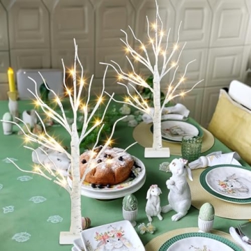 PEIDUO Christmas Birch Tree with LED Lights 2 FT