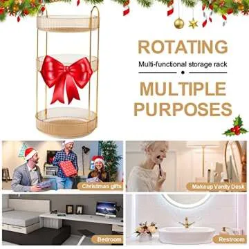 INVSSENE 360 Rotating Makeup Organizer, Yellow, Unisex, 3 Tier Countertop Storage, Fits Cosmetics, Perfume, Skincare, Lipsticks