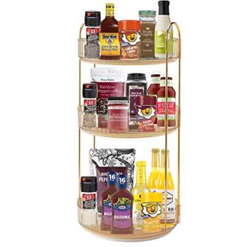 INVSSENE 360 Rotating Makeup Organizer, Yellow, Unisex, 3 Tier Countertop Storage, Fits Cosmetics, Perfume, Skincare, Lipsticks