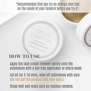 Eyelash Extensions Cream Glue Remover - 15ml, Natural Pigment, Professional Eyelashes Extensions Adhesive Remover Cream Type, Fast Dissolution, Eyelash Extension Supplies, Oatmeal Color