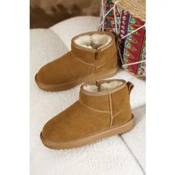 Genuine Leather Winter Boots for Girls - Cozy & Stylish