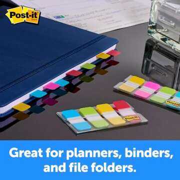 Post-it Tabs, 1 in Solid, Aqua, Yellow, Pink, Violet, 22/Color, 88/Dispenser (686-AYPV1IN)