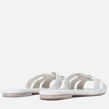 THESHY Women's Flat Sandals Square Toe Patent Leather Comfortable Slip on Slippers Casual Summer Dressy Beach Slide Sandals for Women