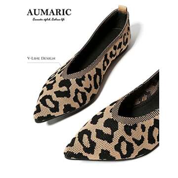 Aumaric Womens Ballet Flats-Knit Texture Square Toe Slip-On Walking Black Flat Shoes Comfort Flexible Flat Shoes
