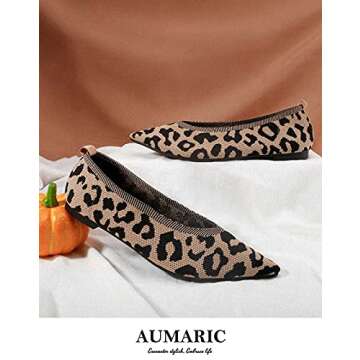 Aumaric Womens Ballet Flats-Knit Texture Square Toe Slip-On Walking Black Flat Shoes Comfort Flexible Flat Shoes