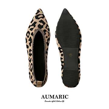 Aumaric Womens Ballet Flats-Knit Texture Square Toe Slip-On Walking Black Flat Shoes Comfort Flexible Flat Shoes