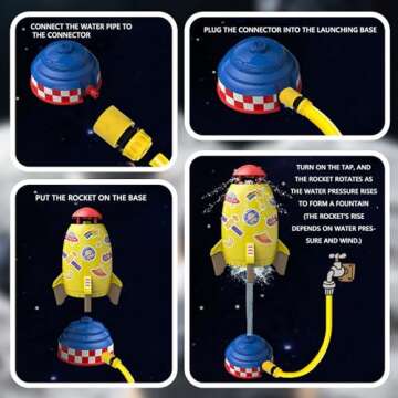 TANSAR Sprinkler Rocket Launcher, Outdoor Water Toys for Kids, Summer Outside Game, Holiday & Birthday Ideas for Boys Girls Age 3 4 5 6 7 8 Year Old, Gray