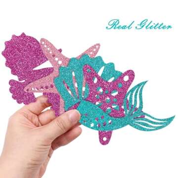 Mermaid ONE Letter Sign Little Mermaid First Birthday Decorations Cake Smash Photo Props Paper Mache Freestanding Decorative Letter Set for Under the Sea Girl Birthday Party Supplies