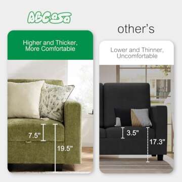 ABCASA Modular Sectional Sofa Sleeper with Storage, Convertible Sectional Couch Reversible Sleeper S...