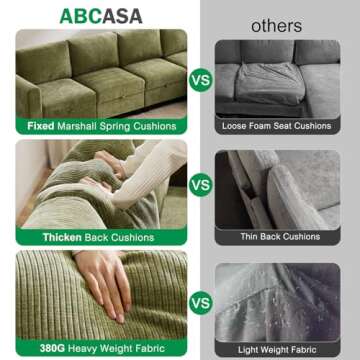 ABCASA Modular Sectional Sofa Sleeper with Storage, Convertible Sectional Couch Reversible Sleeper Sofa Couch for Living Room,Apartment, Corduroy Green