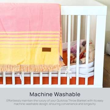 Ecuadane Quilotoa Throw Blanket for Couch, Sofa, Bed, Soft, Plush, Cozy, Warm, Lightweight, Boho, Bohemian Style, Girls Room, Nursery Decor, 74 x 54 Inches, Pink and Yellow