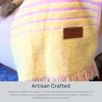 Ecuadane Quilotoa Throw Blanket for Couch, Sofa, Bed, Soft, Plush, Cozy, Warm, Lightweight, Boho, Bohemian Style, Girls Room, Nursery Decor, 74 x 54 Inches, Pink and Yellow