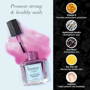 butter LONDON Nail Strengthener for Damaged Nails, Jelly Preserve (Strawberry Rhubarb) - Pink Translucent Finish Nail Polish Strengthens, Nourishes & Rejuvenates Nail Beds & Roots - Nail Care Products