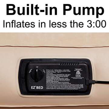 EZ Simpli Comfy Bed Queen Self-Inflating Air Mattress with Built-in Frame, Pump and Wheeled Case, Bl...