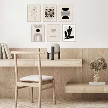 KBKBART Matisse Wall Art Prints, Abstract Matisse Wall Art Exhibition Posters, Black Beige Women Bod...