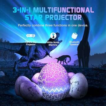 Galaxy Star Night Light Projector, Aurora Projector with 33 Light Effects, Dinosaur Egg Lights for B...