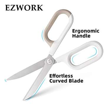 EZWORK Multipurpose Scissors, Comfort-Grip Handles Sharp Scissors for Office Home School Craft Sewin...