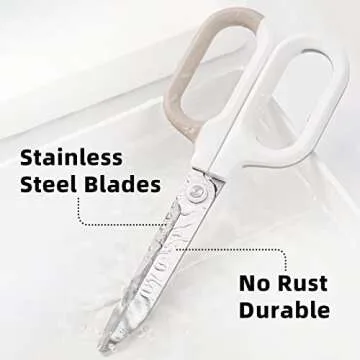 EZWORK Multipurpose Scissors, Comfort-Grip Handles Sharp Scissors for Office Home School Craft Sewing Fabric Supplies (7", White-1)