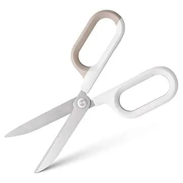 EZWORK Multipurpose Scissors, Comfort-Grip Handles Sharp Scissors for Office Home School Craft Sewing Fabric Supplies (7", White-1)