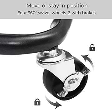 SONGMICS 3-Tier Metal Rolling Cart, Utility Cart, Kitchen Cart with Adjustable Shelves, Storage Trolley with 2 Brakes, Easy Assembly, for Kitchen, Office, Bathroom, Black UBSC60B