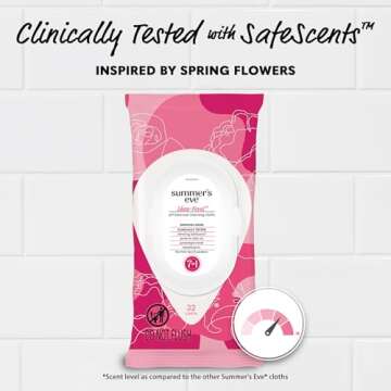 Summer's Eve Sheer Floral Daily Refreshing Feminine Wipes, Removes Odor, pH balanced, 32 Count, 4 Pack