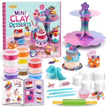 Drama Planet Craft Kits for Kids - Make Your Own Mini Desserts with Air Dry Clay, Create & Display C...