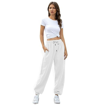 Gvraslvet Stylish White Sweatpants with Pockets