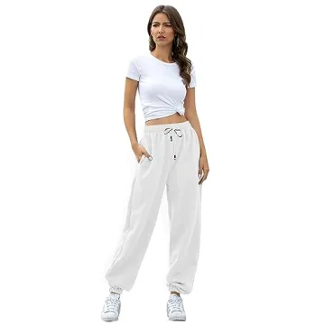 Gvraslvet Stylish White Sweatpants with Pockets