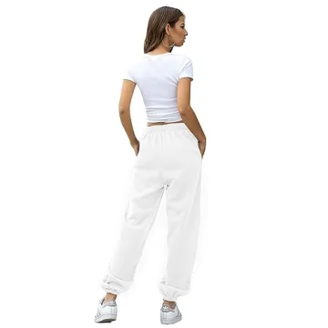 Gvraslvet Stylish White Sweatpants with Pockets