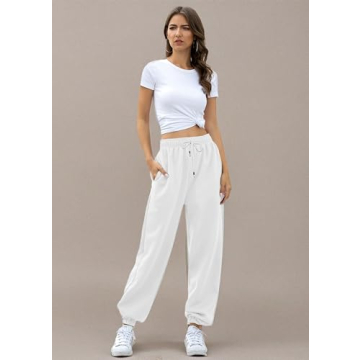 Gvraslvet Stylish White Sweatpants with Pockets