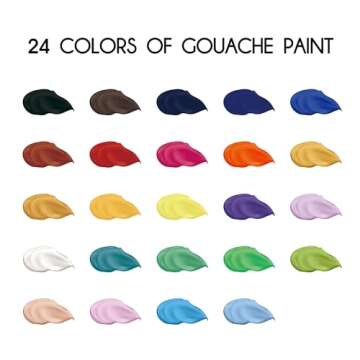 HIMI Gouache Paint Set 24 Vibrant Colors Non Toxic Paints Jelly Cup Design with Palette Paint Brushe...
