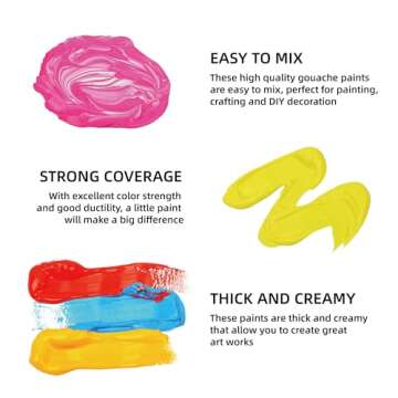 HIMI Gouache Paint Set 24 Vibrant Colors Non Toxic Paints Jelly Cup Design with Palette Paint Brushes Portable for Artist Canvas Painting Watercolor Papers, Rich Pigment, 30ml/Cup