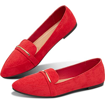 Elegant Women's Pointy Toe Loafer Flat - Comfortable Faux Suede Work Shoes