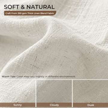 INOVADAY Pinch Pleated Curtains, 100% Light Blocking Linen Pinch Pleat Blackout Curtains for Bedroom, Thermal Insulated Blackout Drapes 2 Panels Set for Living Room - Natural on Linen, W40 x L96