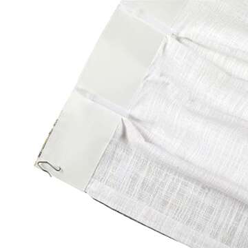 TWOPAGES Customizable Beige White Linen Curtain with Embroidery Trim Tape Decorative Window Curtain for Living Room Bedroom Light Filtering Pinch Pleated Drape, 1 Panel