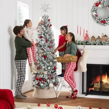 Best Choice Products 7.5ft Flocked Pencil Christmas Tree