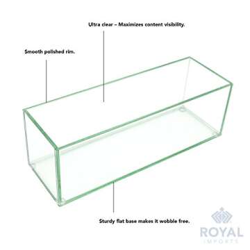 Royal Imports Flower Glass Vase Decorative Centerpiece for Home or Wedding - Oblong Rectangle Shape, 12" Long, 4" Hx4 W Opening, Clear