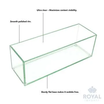 Royal Imports Flower Glass Vase Decorative Centerpiece for Home or Wedding - Oblong Rectangle Shape, 12" Long, 4" Hx4 W Opening, Clear